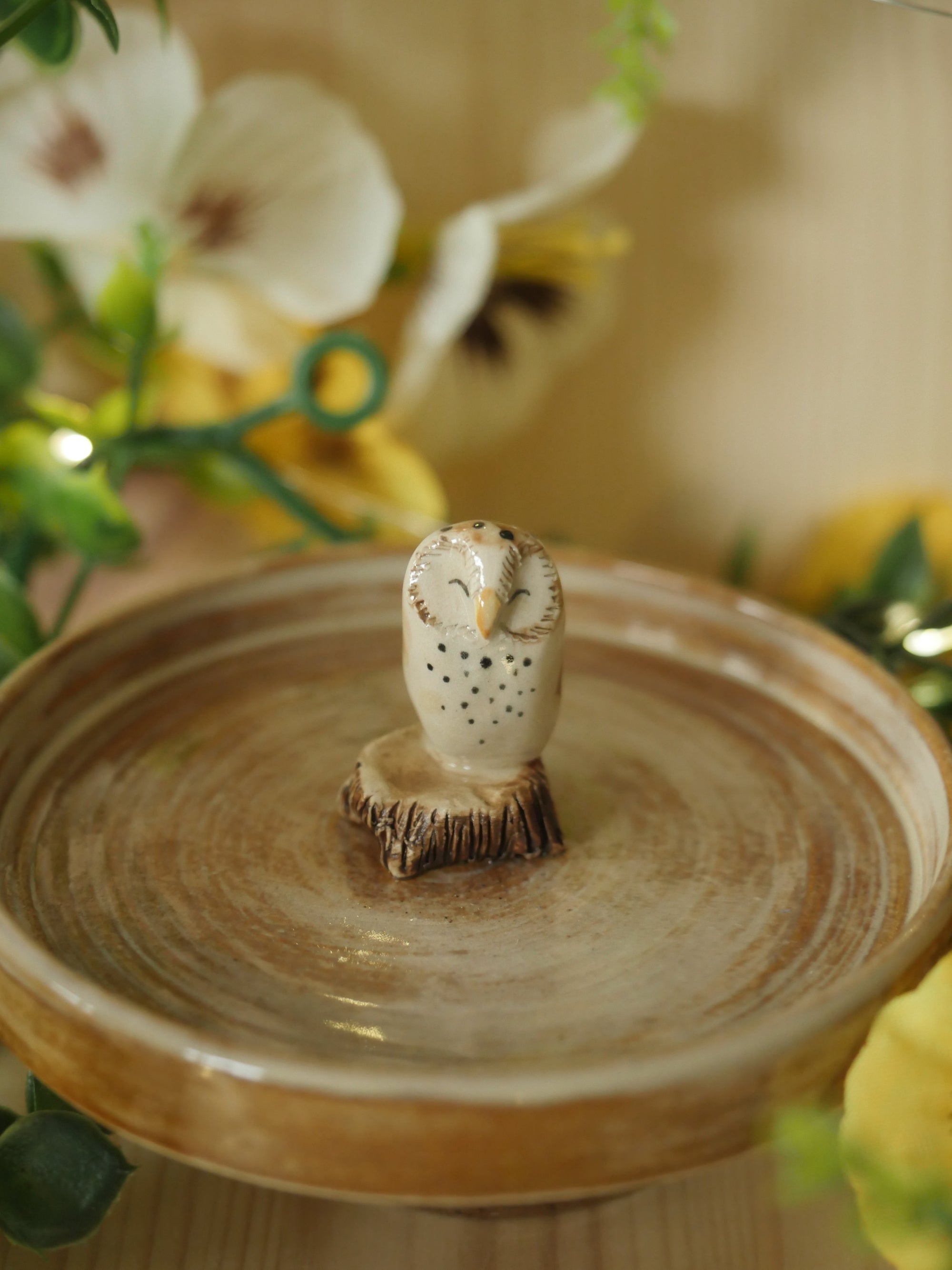 Owl Trinket Dish Coffee Colour (10cm Width)