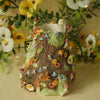 Porcelain Owl and Woodland Friends 360 Degree Sculpted Vase ( Full circumference is sculpted with animals) 11cm Width x 11cm Height