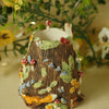 Porcelain Woodland Friends 360 Degree Sculpted Vase ( Full circumference is sculpted with animals) 9cm Width x 9cm Height