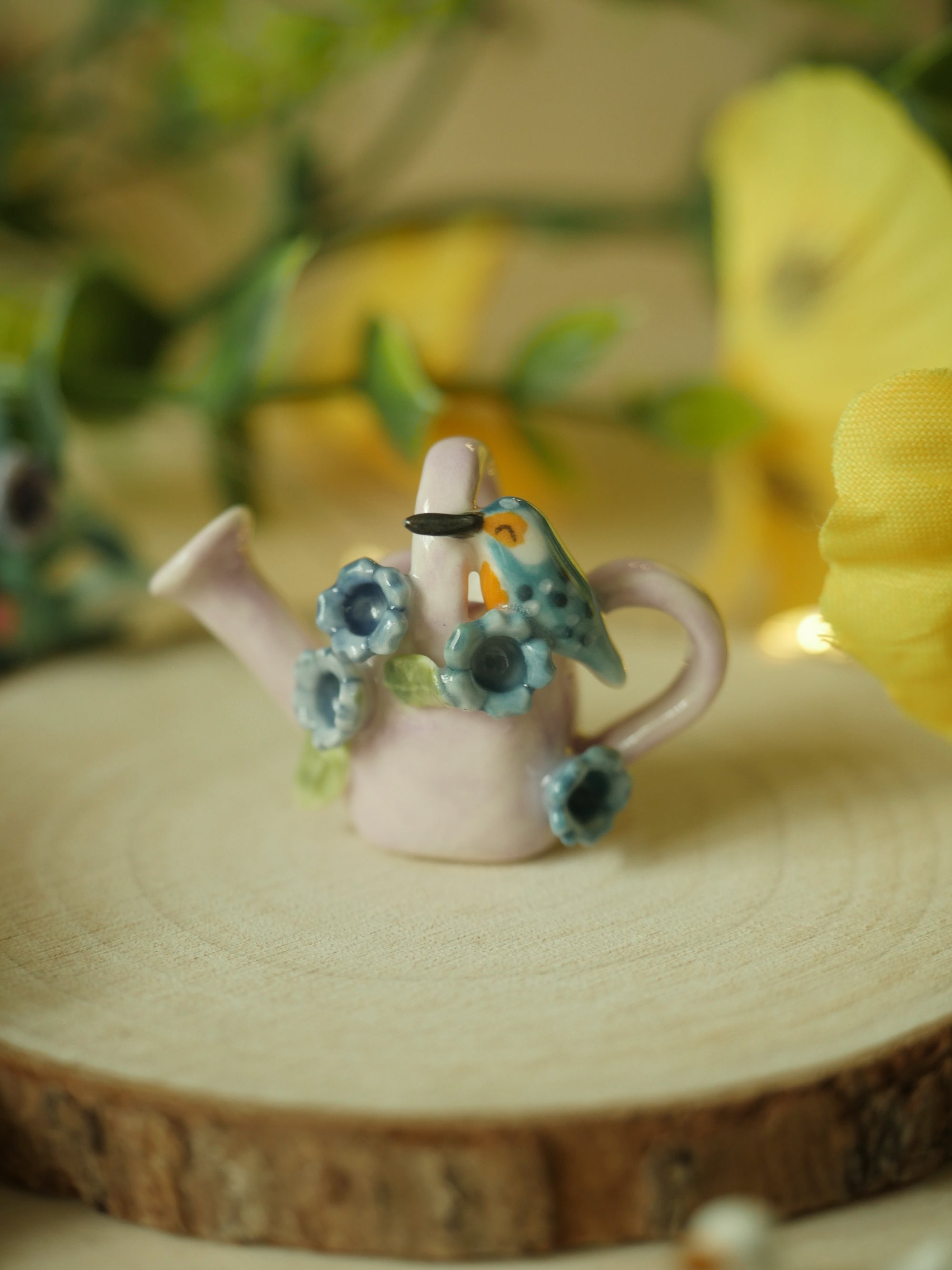 Watering Can Kingfisher Miniature Sculpture (3cm tall)