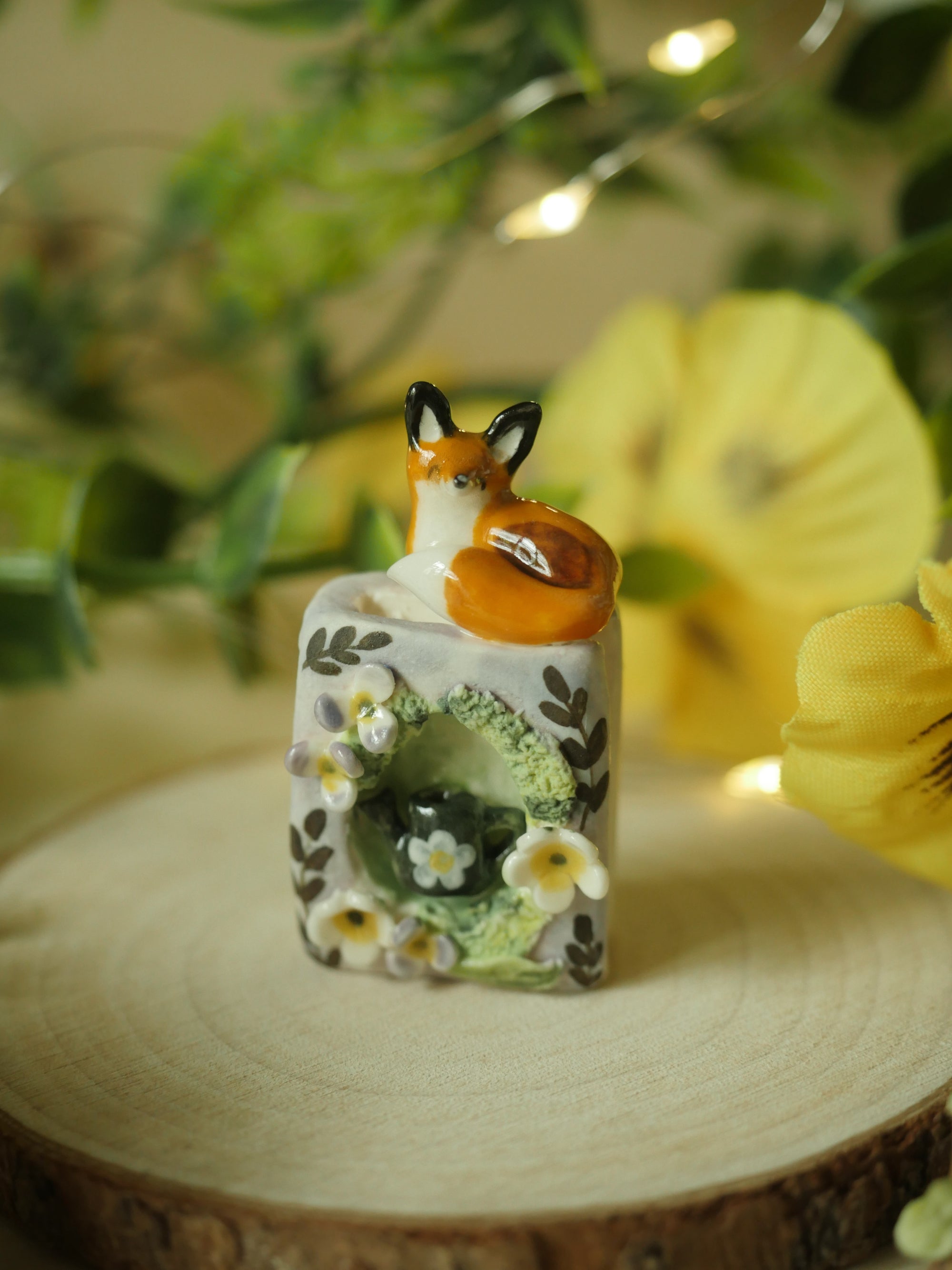 Fox Watering Can Porcelain Book Sculpture (4cm Height x 3cm Width)