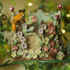 Woodland Garden Sculpture Fox and Birds (8cm width x 8cm height)