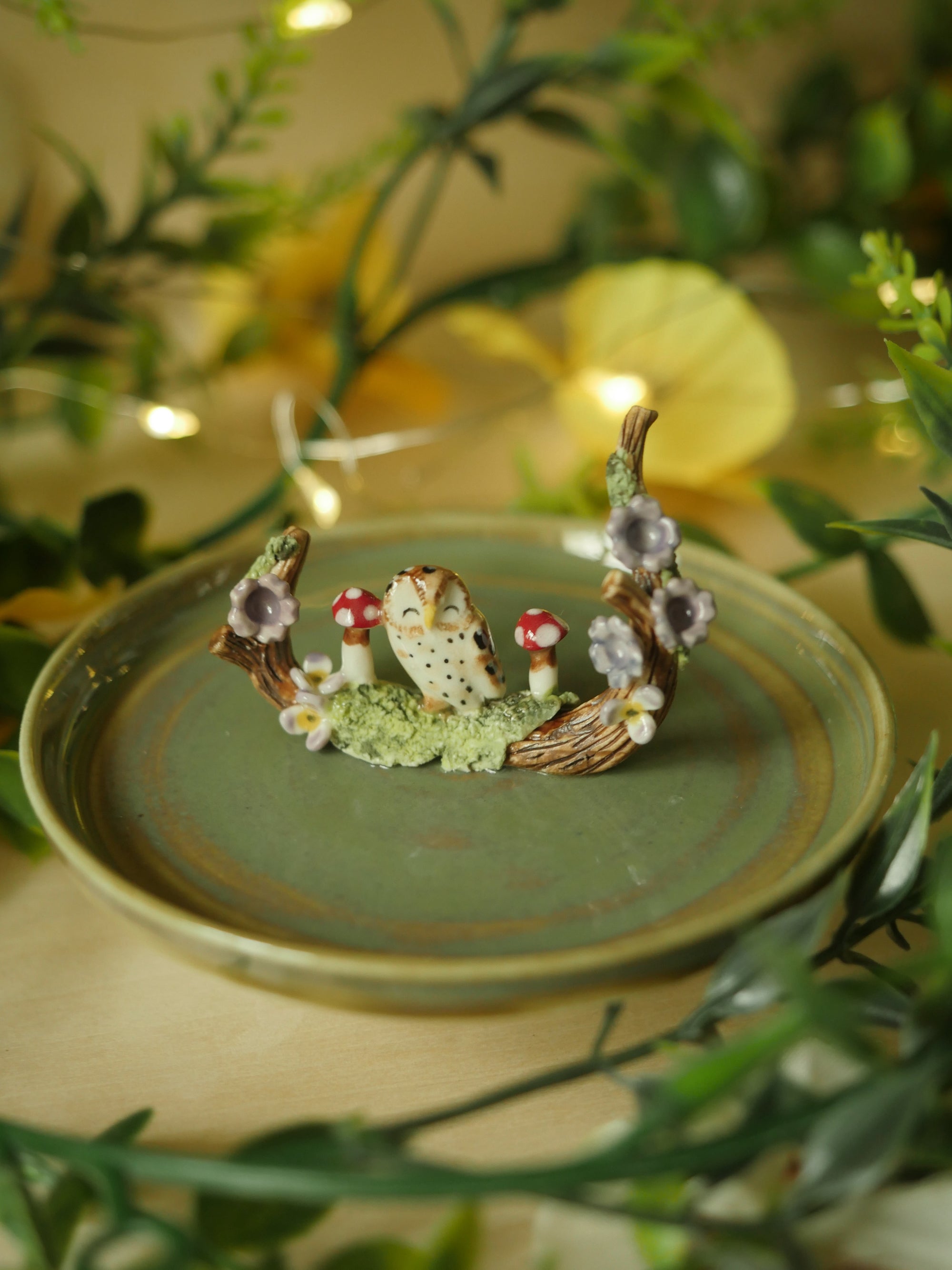 Owl Woodland Dish ( 9cm width )