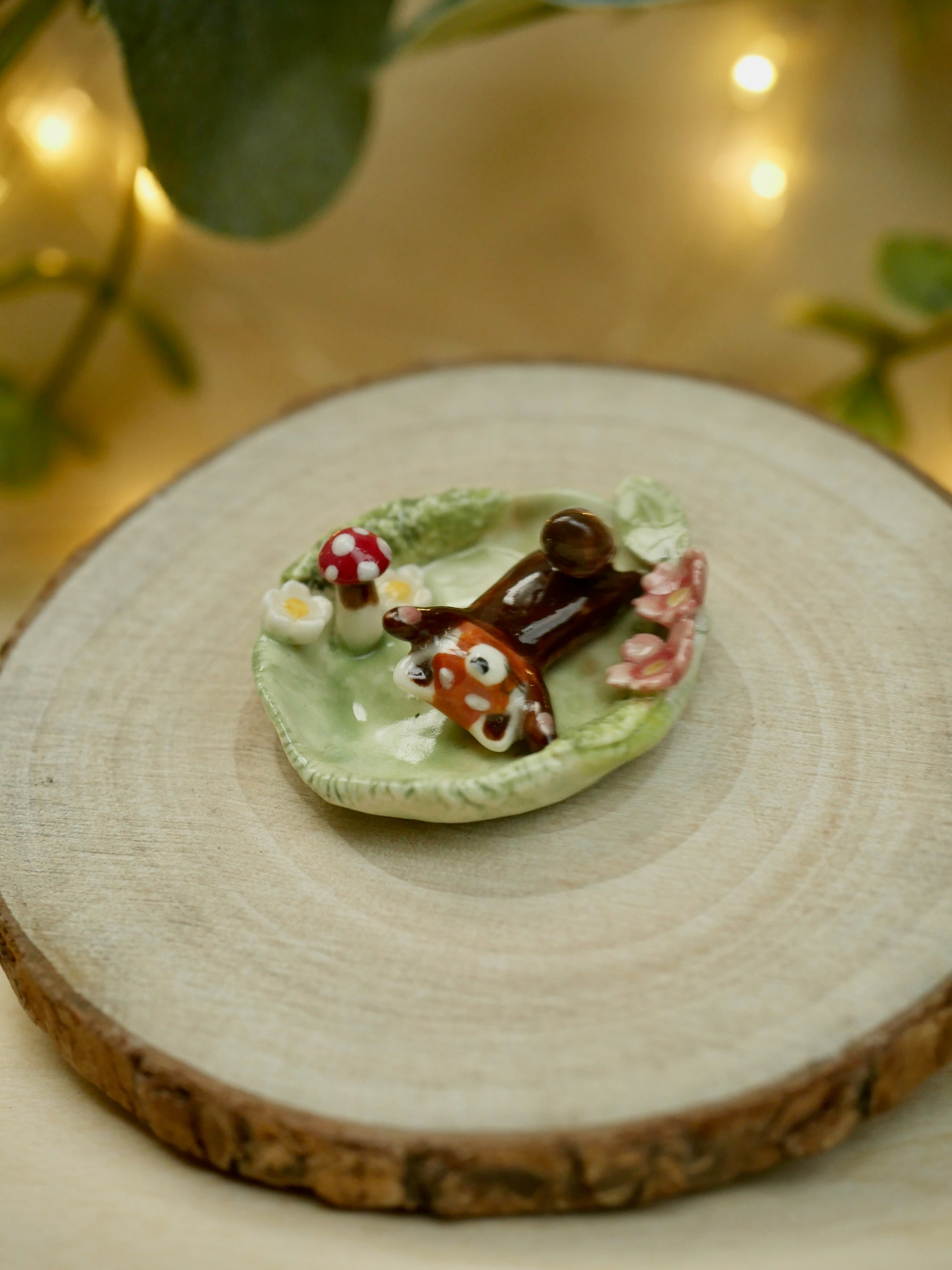 Tiny Red Panda Floral Trinket ( 4cm width x 4cm length)