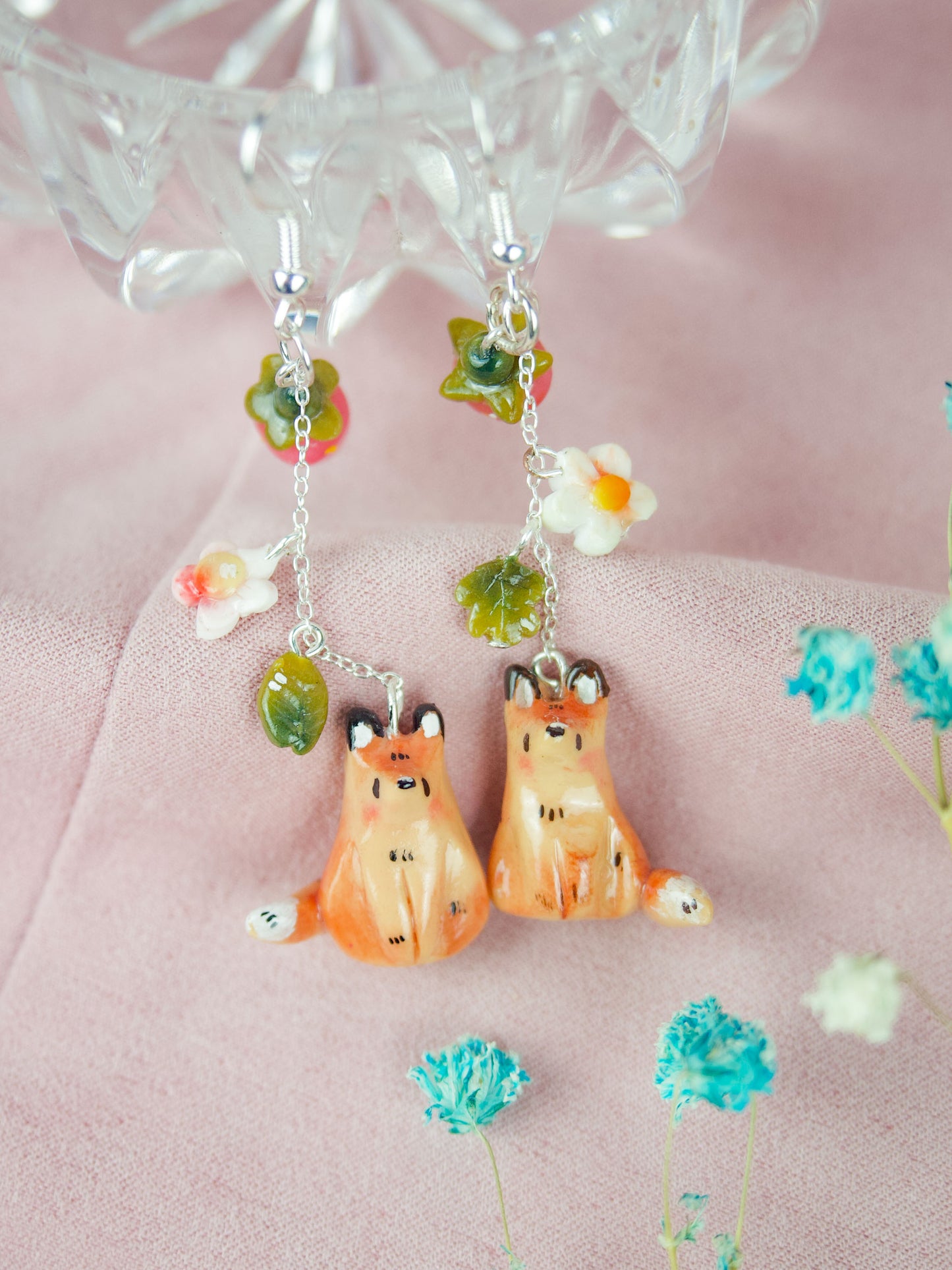 Berry fox drop earrings