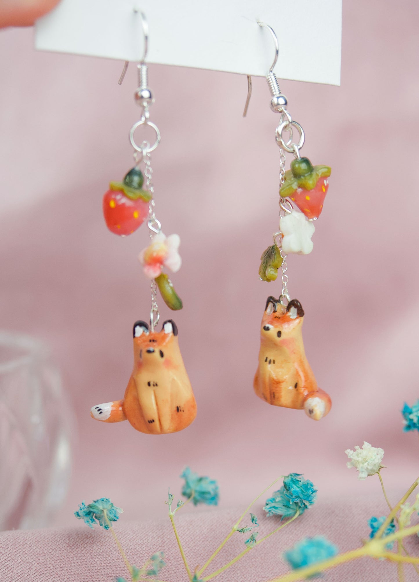 Berry fox drop earrings