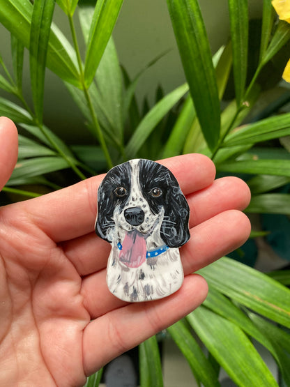 Custom dog clay broach/pin