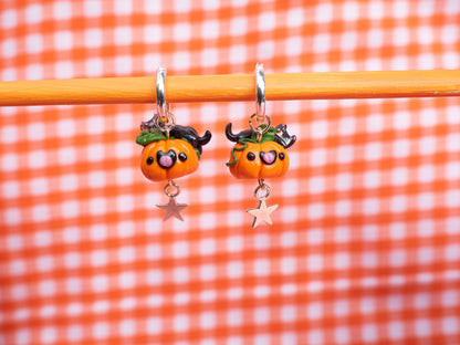 Pumpkin Cats and star charm earrings