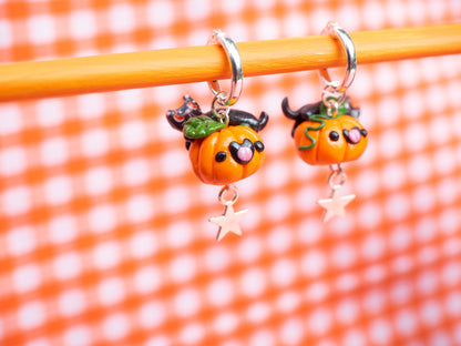 Pumpkin Cats and star charm earrings