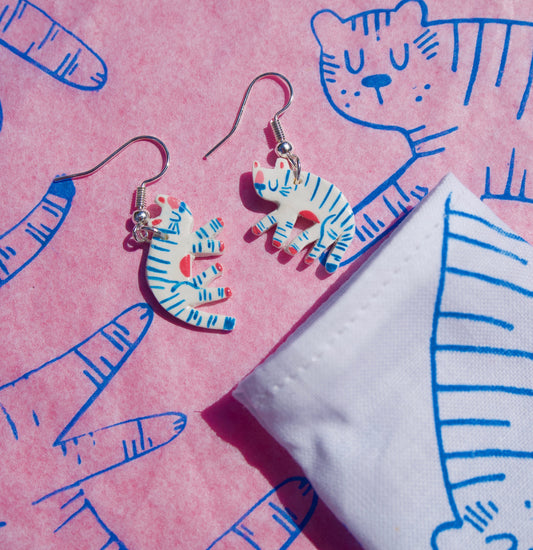 Multicoloured Tiger Statement Earrings