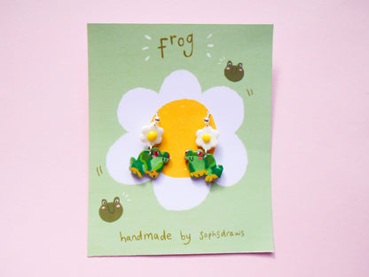 Frog Flower Earrings