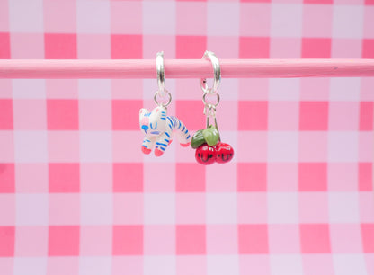 Tiger Smiley Cherry Earrings